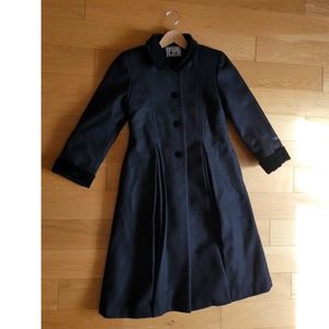 Black Wool Velvet Trilogi Collection Long Dress Coat - Size 8 Girls